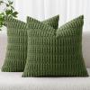 MIULEE Pack of 2 Christmas Red Corduroy Decorative Pillow Covers 18×18 Inch Soft Boho Striped Throw Pillow Covers Modern Farmhouse Home Decor for Sofa Living Room Couch Bed(Moss Green)