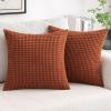 MIULEE Pack of 2 Corduroy Soft Soild Decorative Square Throw Pillow Covers Set Cushion Case for Sofa Bedroom Car 12×20 Inch Inch 30 x 50 cm(Dark Rust)