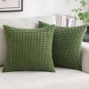 MIULEE Pack of 2 Corduroy Soft Soild Decorative Square Throw Pillow Covers Set Cushion Case for Sofa Bedroom Car 12×20 Inch Inch 30 x 50 cm(Moss Green)