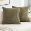 MIULEE Pack of 2 Corduroy Soft Soild Decorative Square Throw Pillow Covers Set Cushion Case for Sofa Bedroom Car 12×20 Inch Inch 30 x 50 cm(Olive Green)