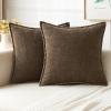 MIULEE Pack of 2 Couch Throw Pillow Covers 18×18 Inch Coastal Aqua Blue Farmhouse Decorative Pillow Covers with Stitched Edge Soft Chenille Solid Dyed Spring Pillow Covers for Sofa Bed Living Room(Brown)