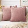 MIULEE Pack of 2 Couch Throw Pillow Covers 18×18 Inch Coastal Aqua Blue Farmhouse Decorative Pillow Covers with Stitched Edge Soft Chenille Solid Dyed Spring Pillow Covers for Sofa Bed Living Room(Blush Pink)