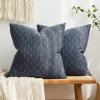 MIULEE Pack of 2 Decorative Burlap Linen Euro Sham Throw Pillow Covers for Sofa Couch Bed 24×24 Inch Modern Farmhouse Vintage Pillowcases Rustic Woven Textured Cushion Cover Blue(Blue)