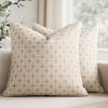 MIULEE Pack of 2 Decorative Burlap Linen Euro Sham Throw Pillow Covers for Sofa Couch Bed 24×24 Inch Modern Farmhouse Vintage Pillowcases Rustic Woven Textured Cushion Cover Blue(Beige)