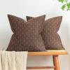 MIULEE Pack of 2 Decorative Burlap Linen Euro Sham Throw Pillow Covers for Sofa Couch Bed 24×24 Inch Modern Farmhouse Vintage Pillowcases Rustic Woven Textured Cushion Cover Blue(Dark Coffee)