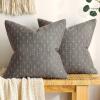 MIULEE Pack of 2 Decorative Burlap Linen Euro Sham Throw Pillow Covers for Sofa Couch Bed 24×24 Inch Modern Farmhouse Vintage Pillowcases Rustic Woven Textured Cushion Cover Blue(Dark Grey)