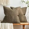 MIULEE Pack of 2 Decorative Burlap Linen Euro Sham Throw Pillow Covers for Sofa Couch Bed 24×24 Inch Modern Farmhouse Vintage Pillowcases Rustic Woven Textured Cushion Cover Blue(Coffee)