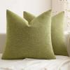 MIULEE Pack of 2 Decorative Farmhouse Linen Pillow Covers Rustic Boho Accent Outdoor Couch Throw Pillow Covers for Cushion Bed Sofa Living Room Home Decor 18×18 Inch Ivory(Sage Green)