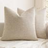 MIULEE Pack of 2 Decorative Farmhouse Linen Pillow Covers Rustic Boho Accent Outdoor Couch Throw Pillow Covers for Cushion Bed Sofa Living Room Home Decor 18×18 Inch Ivory(Neutral)
