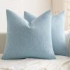 MIULEE Pack of 2 Decorative Farmhouse Linen Pillow Covers Rustic Boho Accent Outdoor Couch Throw Pillow Covers for Cushion Bed Sofa Living Room Home Decor 18×18 Inch Ivory(Light Blue)