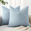 MIULEE Pack of 2 Decorative Linen Burlap Textured Pillow Covers Farmhouse Boho Accent Pillowcases Spring Home Decor for Couch Sofa Bedroom Living Room 18×18 Inch Light Olive Green(Light Blue)