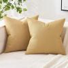 MIULEE Pack of 2 Decorative Linen Burlap Textured Pillow Covers Farmhouse Boho Accent Pillowcases Spring Home Decor for Couch Sofa Bedroom Living Room 18×18 Inch Light Olive Green(Mustard Yellow)