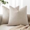 MIULEE Pack of 2 Decorative Linen Burlap Textured Pillow Covers Farmhouse Boho Accent Pillowcases Spring Home Decor for Couch Sofa Bedroom Living Room 18×18 Inch Light Olive Green(Taupe)