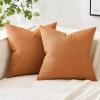 MIULEE Pack of 2 Decorative Linen Burlap Textured Pillow Covers Farmhouse Boho Accent Pillowcases Spring Home Decor for Couch Sofa Bedroom Living Room 18×18 Inch Light Olive Green(Burnt Orange)
