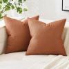 MIULEE Pack of 2 Decorative Linen Burlap Textured Pillow Covers Farmhouse Boho Accent Pillowcases Spring Home Decor for Couch Sofa Bedroom Living Room 18×18 Inch Light Olive Green(Rust)