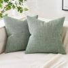 MIULEE Pack of 2 Decorative Linen Burlap Textured Pillow Covers Farmhouse Boho Accent Pillowcases Spring Home Decor for Couch Sofa Bedroom Living Room 18×18 Inch Light Olive Green(Sage Green)