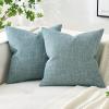 MIULEE Pack of 2 Decorative Linen Burlap Textured Pillow Covers Farmhouse Boho Accent Pillowcases Spring Home Decor for Couch Sofa Bedroom Living Room 18×18 Inch Light Olive Green(Teal)