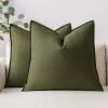 MIULEE Pack of 2 Decorative Linen Pillow Covers Boho Farmhouse Modern Soft Accent Throw Pillows Neutral Cushion Covers for Sofa Couch Bed Living Room Home Decor, 18×18 Inch Olive Green(Olive Green)