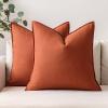 MIULEE Pack of 2 Decorative Linen Pillow Covers Boho Farmhouse Modern Soft Accent Throw Pillows Neutral Cushion Covers for Sofa Couch Bed Living Room Home Decor, 18×18 Inch Olive Green(Burnt Orange)