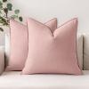 MIULEE Pack of 2 Decorative Linen Pillow Covers Boho Farmhouse Modern Soft Accent Throw Pillows Neutral Cushion Covers for Sofa Couch Bed Living Room Home Decor, 18×18 Inch Olive Green(Light Pink)