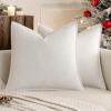 MIULEE Pack of 2 Decorative Linen Pillow Covers Boho Farmhouse Modern Soft Accent Throw Pillows Neutral Cushion Covers for Sofa Couch Bed Living Room Home Decor, 18×18 Inch Olive Green(Pure White)