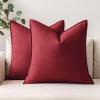MIULEE Pack of 2 Decorative Linen Pillow Covers Boho Farmhouse Modern Soft Accent Throw Pillows Neutral Cushion Covers for Sofa Couch Bed Living Room Home Decor, 18×18 Inch Olive Green(Burgundy Red)