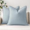 MIULEE Pack of 2 Decorative Linen Pillow Covers Boho Farmhouse Modern Soft Accent Throw Pillows Neutral Cushion Covers for Sofa Couch Bed Living Room Home Decor, 18×18 Inch Olive Green(Coastal Blue)