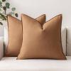 MIULEE Pack of 2 Decorative Linen Pillow Covers Boho Farmhouse Modern Soft Accent Throw Pillows Neutral Cushion Covers for Sofa Couch Bed Living Room Home Decor, 18×18 Inch Olive Green(Brown)