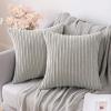MIULEE Pack of 2 Decorative Stripe Fall Pillow Covers Solid Lumbar Pillowcases Modern Soft Corduroy Accent Cushion Case for Couch Sofa Bedroom, 18 x 18 Inch, Light Grey