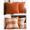 MIULEE Pack of 2 Fall Corduroy Pillow Covers Bundle Pack of 2 Fall Check Plaids Pillow Covers, 18 x18 Inch, Orange