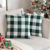 MIULEE Pack of 2 Farmhouse Buffalo Check Plaids Polyester Linen Soft Soild Decorative Square Throw Pillow Covers Outdoor Home Decor Cushion Case for Sofa Bedroom 18×18 Inch Cream White and White(White and Green)