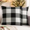 MIULEE Pack of 2 Farmhouse Buffalo Check Plaids Polyester Linen Soft Soild Decorative Square Throw Pillow Covers Outdoor Home Decor Cushion Case for Sofa Bedroom 18×18 Inch Cream White and White(Black and White)