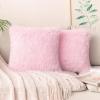 MIULEE Pack of 2 Luxury Faux Fur Throw Pillow Cover Deluxe Winter Decorative Plush Pillow Case Cushion Cover Shell for Sofa Bedroom Car 16 x 16 Inch Beige(Pink)