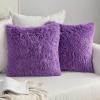MIULEE Pack of 2 Luxury Faux Fur Throw Pillow Cover Deluxe Winter Decorative Plush Pillow Case Cushion Cover Shell for Sofa Bedroom Car 16 x 16 Inch Beige(Purple)