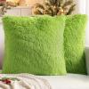 MIULEE Pack of 2 Luxury Faux Fur Throw Pillow Cover Deluxe Winter Decorative Plush Pillow Case Cushion Cover Shell for Sofa Bedroom Car 16 x 16 Inch Beige(Green)