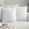 MIULEE Pack of 2 Luxury Faux Fur Throw Pillow Cover Deluxe Winter Decorative Plush Pillow Case Cushion Cover Shell for Sofa Bedroom Car 16 x 16 Inch Beige(White)