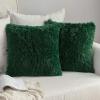 MIULEE Pack of 2 Luxury Faux Fur Throw Pillow Cover Deluxe Winter Decorative Plush Pillow Case Cushion Cover Shell for Sofa Bedroom Car 16 x 16 Inch Beige(Dark Green)