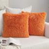 MIULEE Pack of 2 Luxury Faux Fur Throw Pillow Cover Deluxe Winter Decorative Plush Pillow Case Cushion Cover Shell for Sofa Bedroom Car 16 x 16 Inch Beige(Orange)