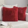 MIULEE Pack of 2 Luxury Faux Fur Throw Pillow Cover Deluxe Winter Decorative Plush Pillow Case Cushion Cover Shell for Sofa Bedroom Car 16 x 16 Inch Beige(Red)
