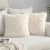 MIULEE Pack of 2 Luxury Faux Fur Throw Pillow Cover Deluxe Winter Decorative Plush Pillow Case Cushion Cover Shell for Sofa Bedroom Car 16 x 16 Inch Beige(Beige)