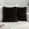 MIULEE Pack of 2 Luxury Faux Fur Throw Pillow Cover Deluxe Winter Decorative Plush Pillow Case Cushion Cover Shell for Sofa Bedroom Car 16 x 16 Inch Beige(Black)