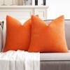 MIULEE Pack of 2 Orange Decorative Pillow Covers 16×16 Inch Soft Chenille Couch Throw Pillows Farmhouse Cushion Covers for Home Decor Sofa Bedroom Living Room(Bright Orange)