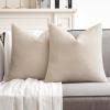 MIULEE Pack of 2 Orange Decorative Pillow Covers 16×16 Inch Soft Chenille Couch Throw Pillows Farmhouse Cushion Covers for Home Decor Sofa Bedroom Living Room(Cream)