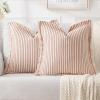 MIULEE Pack of 2 Rust Pillow Covers 26×26 Inch Striped Farmhouse Couch Throw Pillow Covers with Fringe Chic Linen Decorative Cushion Eruo Sham for Sofa Living Room Bed Outdoor Home Decor(Rust)