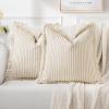 MIULEE Pack of 2 Rust Pillow Covers 26×26 Inch Striped Farmhouse Couch Throw Pillow Covers with Fringe Chic Linen Decorative Cushion Eruo Sham for Sofa Living Room Bed Outdoor Home Decor(Khaki)