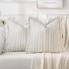 MIULEE Pack of 2 Rust Pillow Covers 26×26 Inch Striped Farmhouse Couch Throw Pillow Covers with Fringe Chic Linen Decorative Cushion Eruo Sham for Sofa Living Room Bed Outdoor Home Decor(Sage Green)