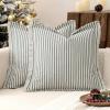 MIULEE Pack of 2 Rust Pillow Covers 26×26 Inch Striped Farmhouse Couch Throw Pillow Covers with Fringe Chic Linen Decorative Cushion Eruo Sham for Sofa Living Room Bed Outdoor Home Decor(Dark Green)