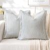 MIULEE Pack of 2 Rust Pillow Covers 26×26 Inch Striped Farmhouse Couch Throw Pillow Covers with Fringe Chic Linen Decorative Cushion Eruo Sham for Sofa Living Room Bed Outdoor Home Decor(Light Blue)