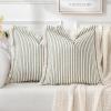 MIULEE Pack of 2 Rust Pillow Covers 26×26 Inch Striped Farmhouse Couch Throw Pillow Covers with Fringe Chic Linen Decorative Cushion Eruo Sham for Sofa Living Room Bed Outdoor Home Decor(Olive Green)