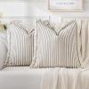 MIULEE Pack of 2 Rust Pillow Covers 26×26 Inch Striped Farmhouse Couch Throw Pillow Covers with Fringe Chic Linen Decorative Cushion Eruo Sham for Sofa Living Room Bed Outdoor Home Decor(Gray)